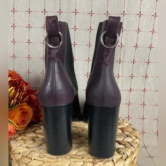 PAIGE “Natasha” Oxblood (Burgundy) Leather Short Boots Chunky Chelsea Bootie 9.5 - Picture 5 of 11